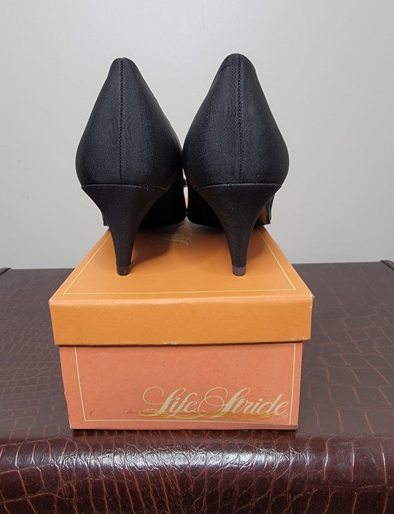 1980s Black Life Stride Pumps with Rhinestone Bow… - image 5
