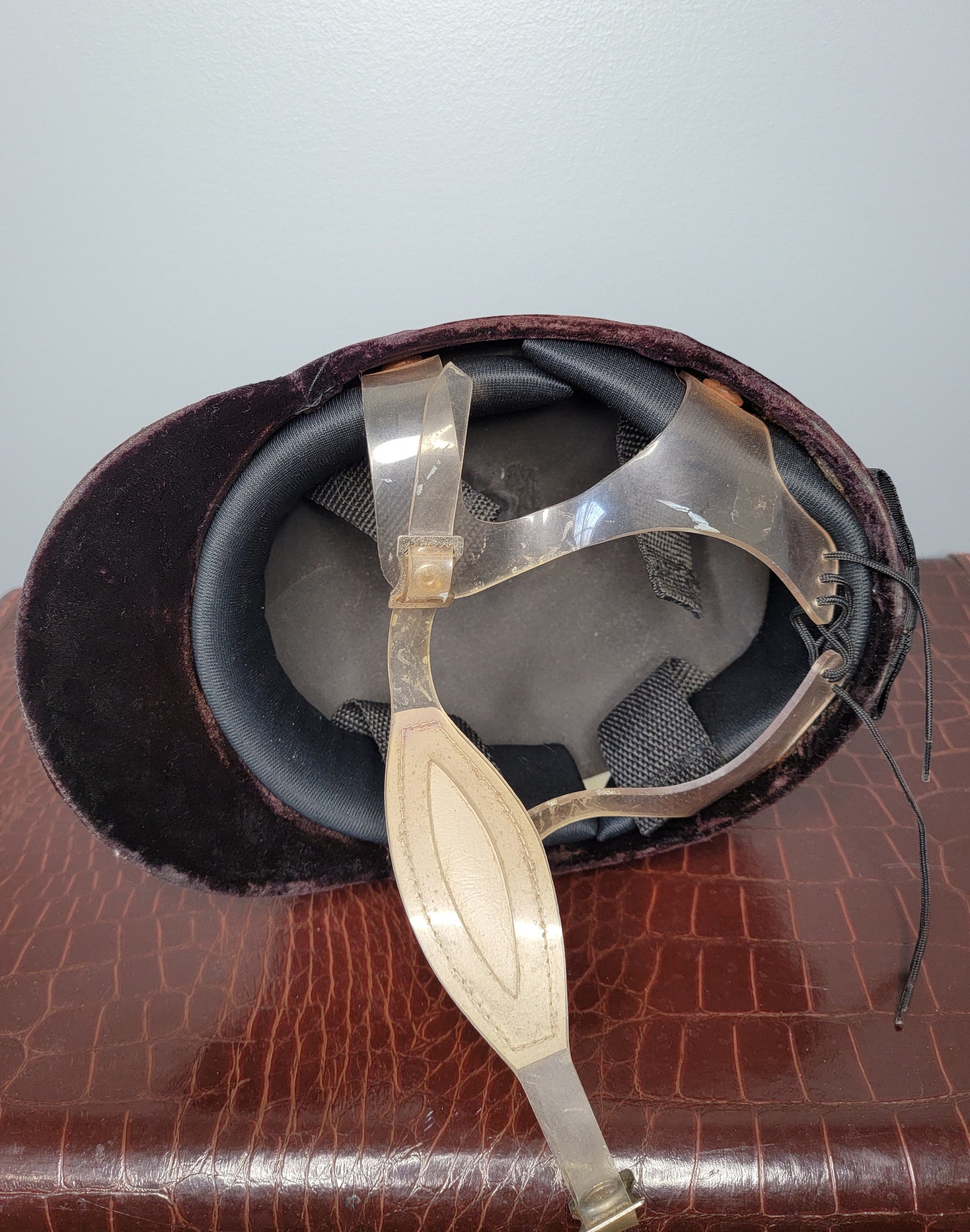 1980s Brown Velvet Riding Helmet Equestrian Etsy