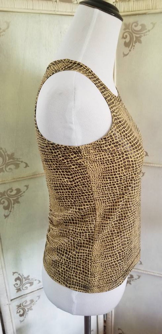 90s Tan Alligator Print Tank Styleworks by Newpor… - image 8