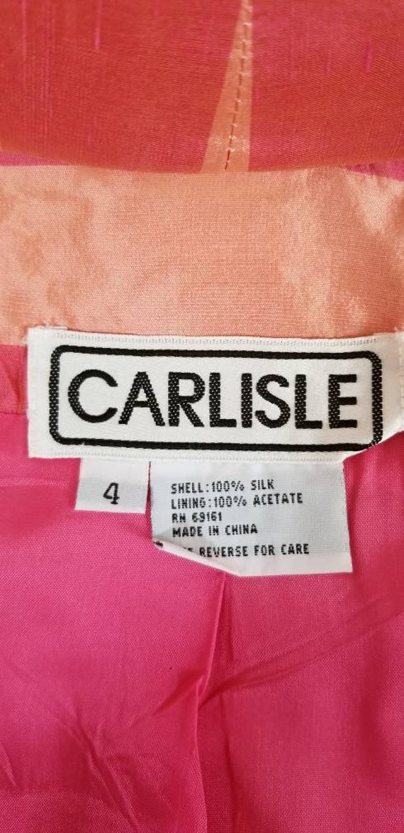 90s Pink Striped Carlisle Silk Jacket Size 4 - image 9