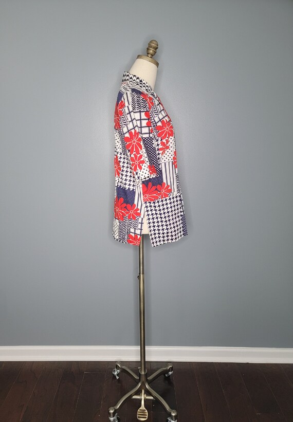 70s Pykettes Red White and Blue Patchwork Print B… - image 6
