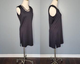 Classic Black Dress With Lattice Neckline Vintage Newport News Size 6