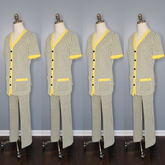 1960s Yellow Polyester Leisure Set Center Stage G… - image 1