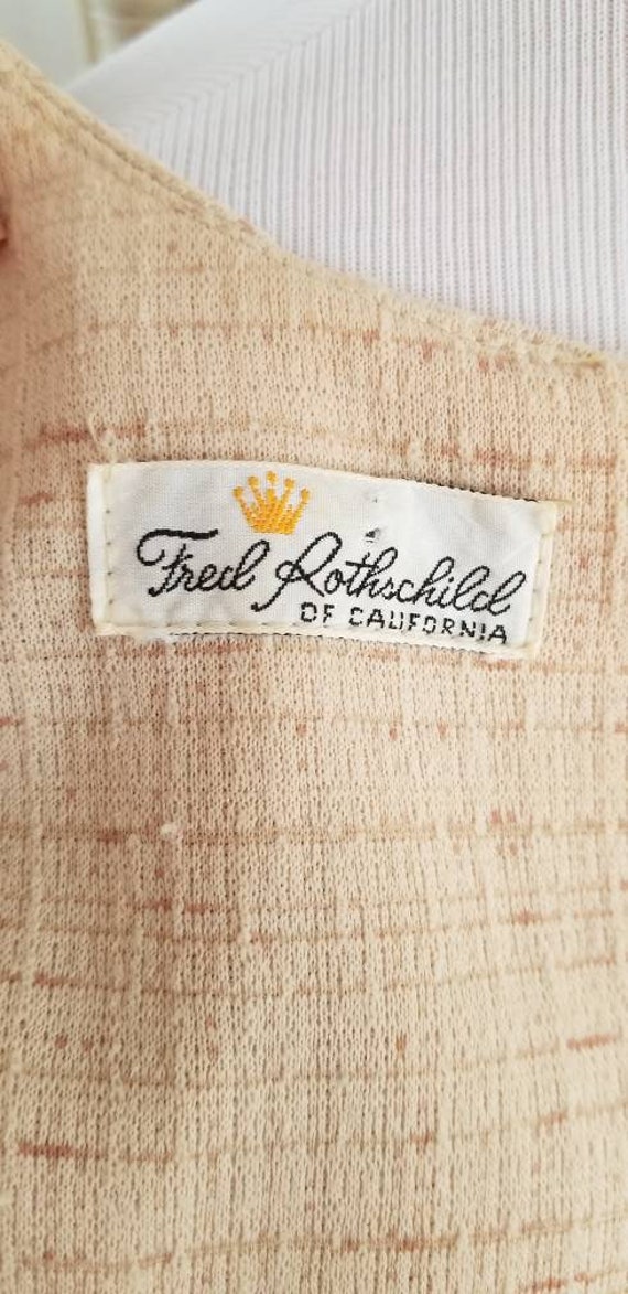 60s Fred Rothschild of California Tan Sheath Dress - image 8