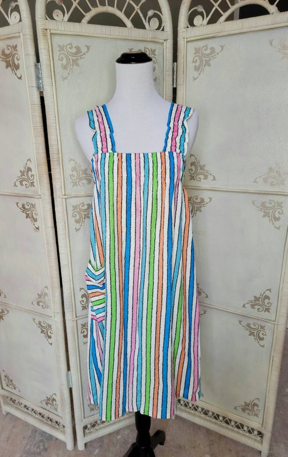 70s Candy Striped Terrycloth Swim Cover-up Juniors - image 2