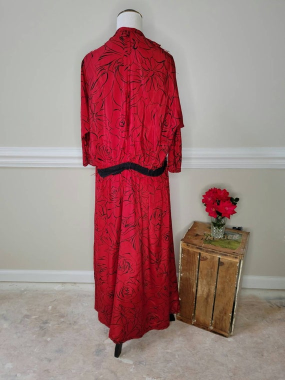 8os Red Floral Print Wraparound Dress Size Small - image 9