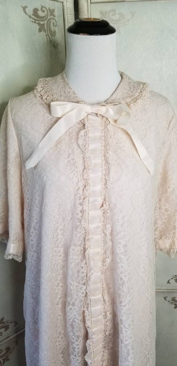 60s Beige Lace Robe Keloun - image 4