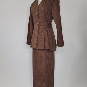 Retro 40s Brown and Black Checked Suit Handmade Size Small