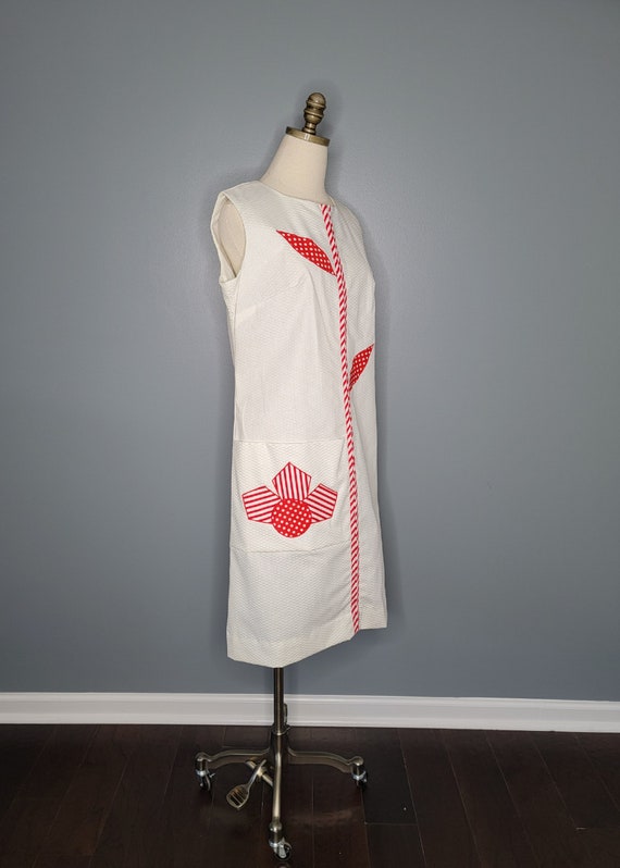 1960s Red and White Sheath Dress Step-N-Go - image 5