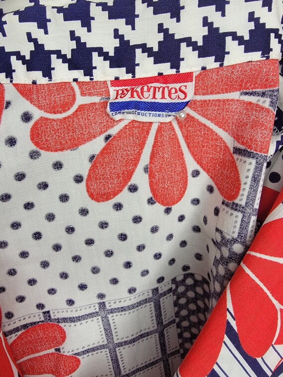 70s Pykettes Red White and Blue Patchwork Print B… - image 9