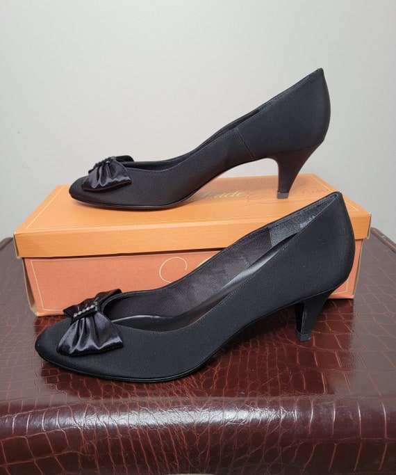 1980s Black Life Stride Pumps with Rhinestone Bow… - image 10