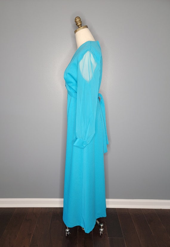 1970s Blue Evening Gown Seventies Formal Maxi Dress View 6
