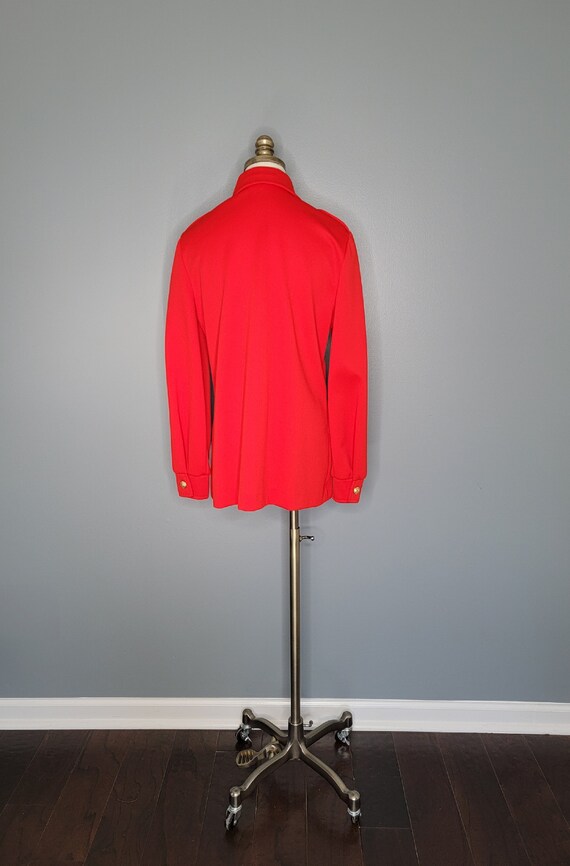 1980s Red Polyester Shirt Jacket Aileen Size 14 - image 6