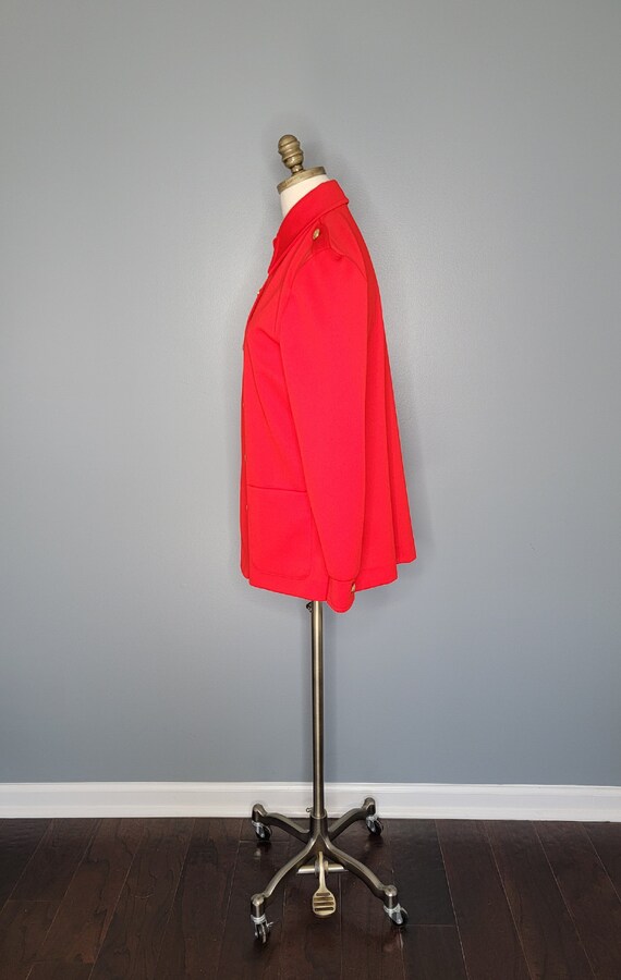 1980s Red Polyester Shirt Jacket Aileen Size 14 - image 2