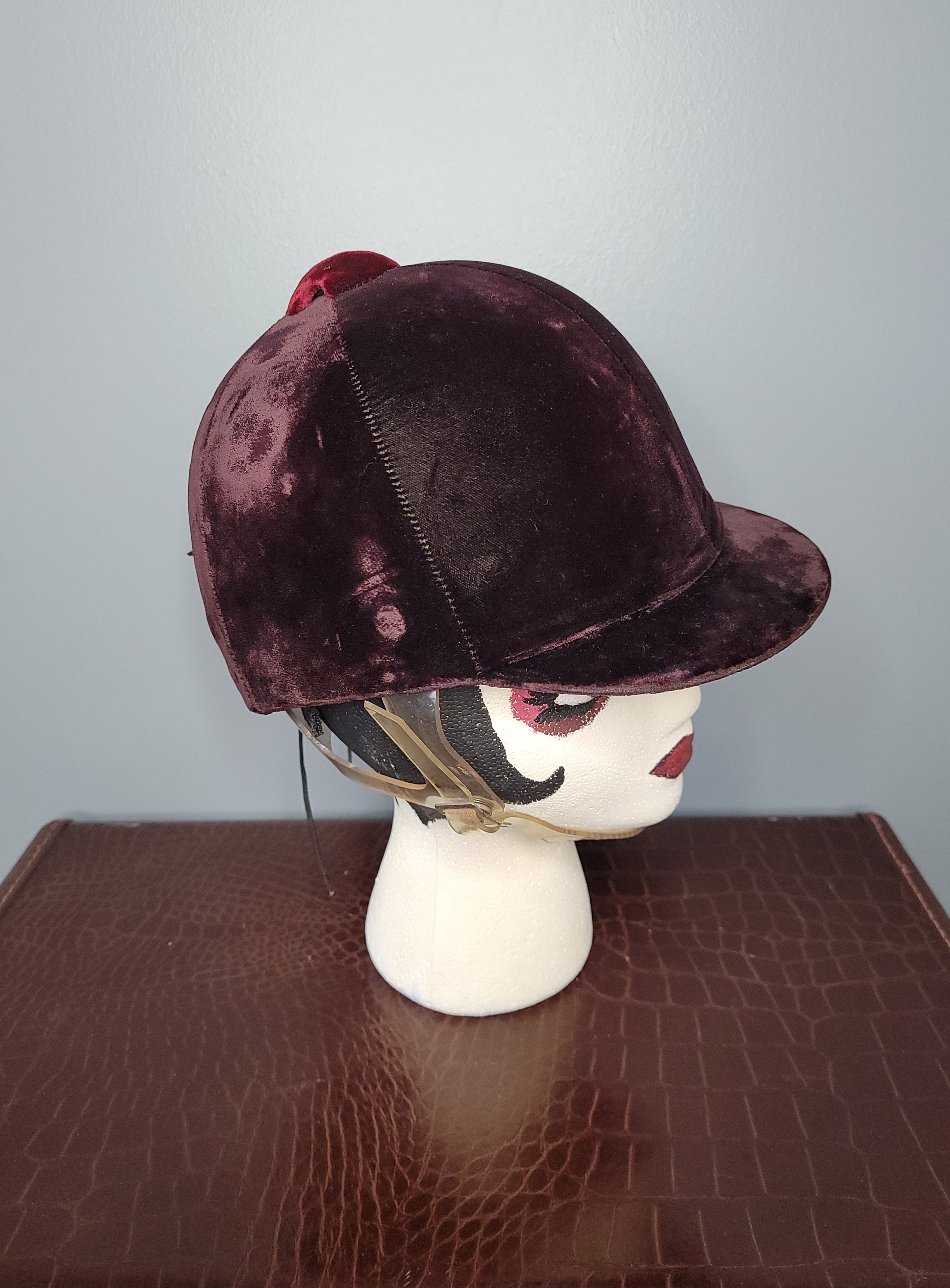 1980s Brown Velvet Riding Helmet Equestrian Etsy