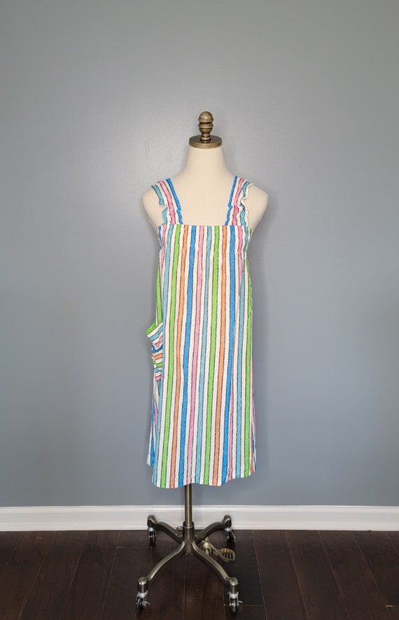 70s Candy Striped Terrycloth Swim Cover-up Juniors - image 4