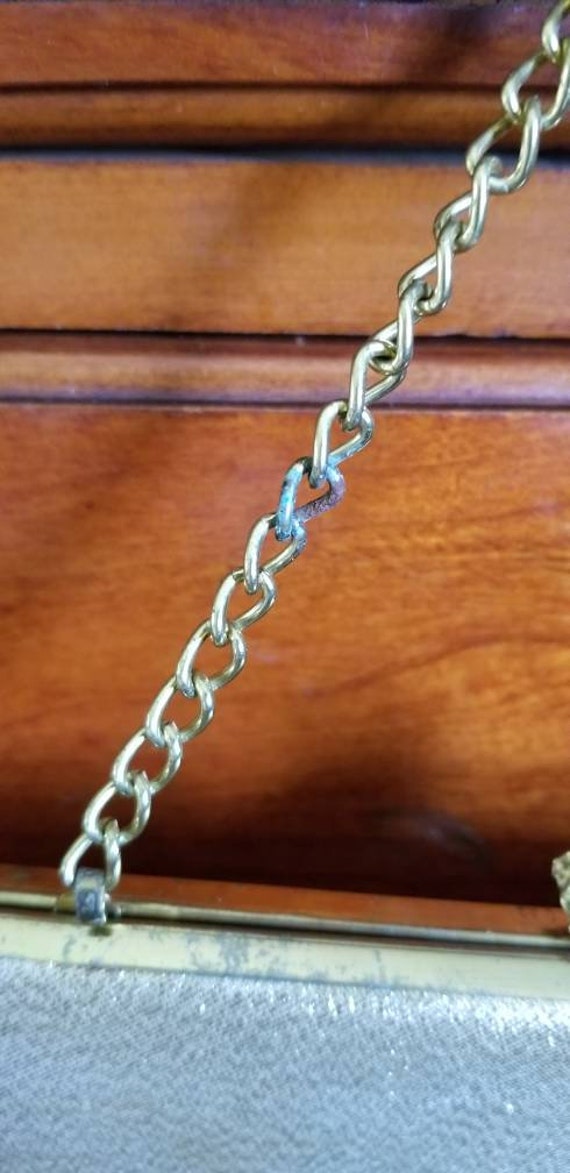 1960s Gold Metallic Chain Strap Clutch Mid-Centur… - image 5