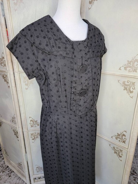 1950s/ 1960s D&P Original Black Eyelet Dress Vint… - image 7