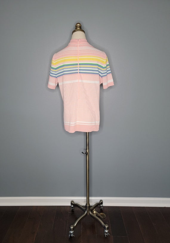 1970s James Kenrob Pink Striped Polyester Short S… - image 4