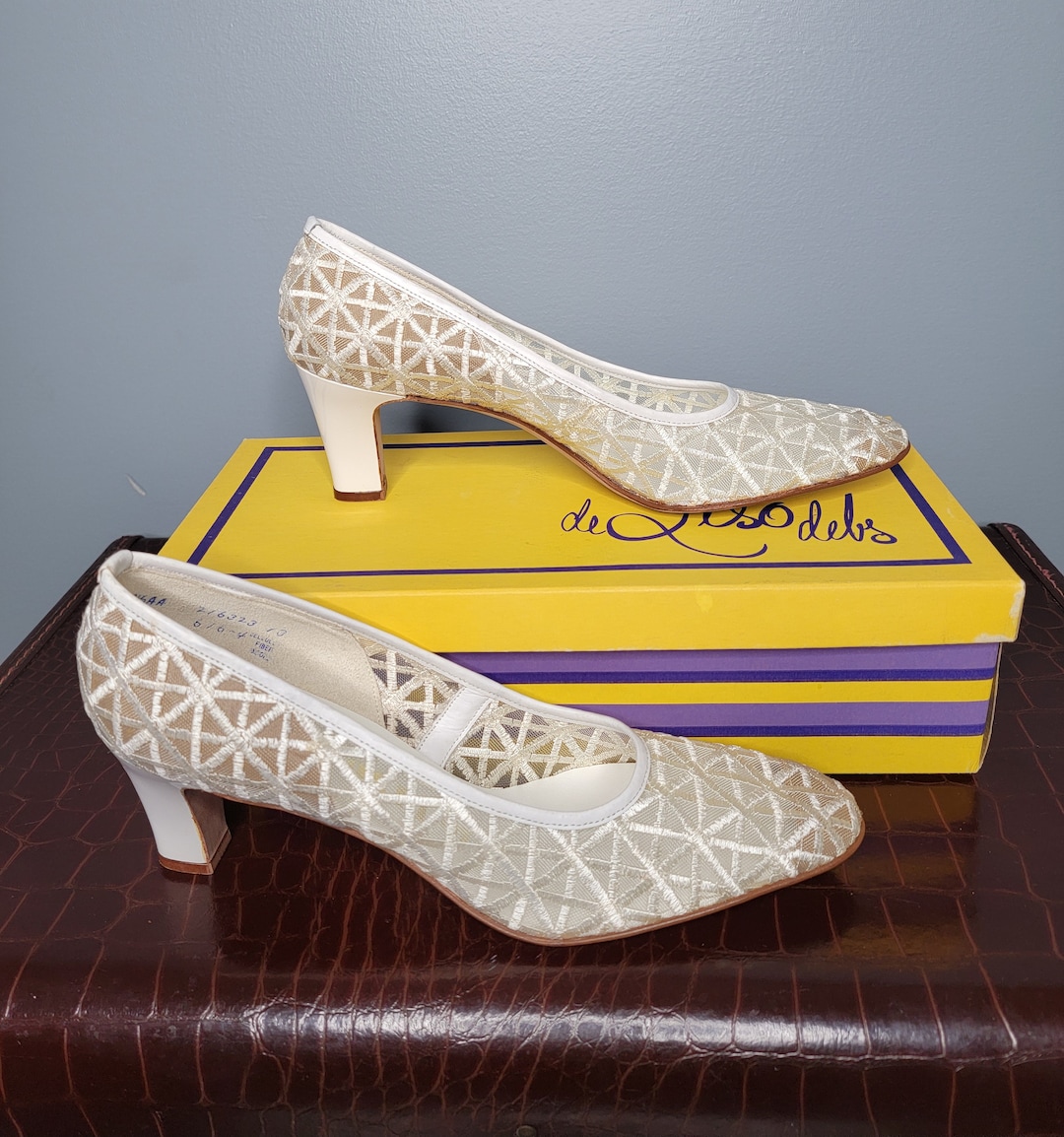 80s Deliso Debs Ivory Pumps 8.5 Narrow 1980s White High Heels Etsy