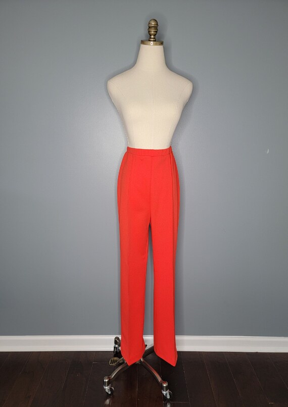 1960s Pykettes Red Polyester Pants Red Vintage Tr… - image 3
