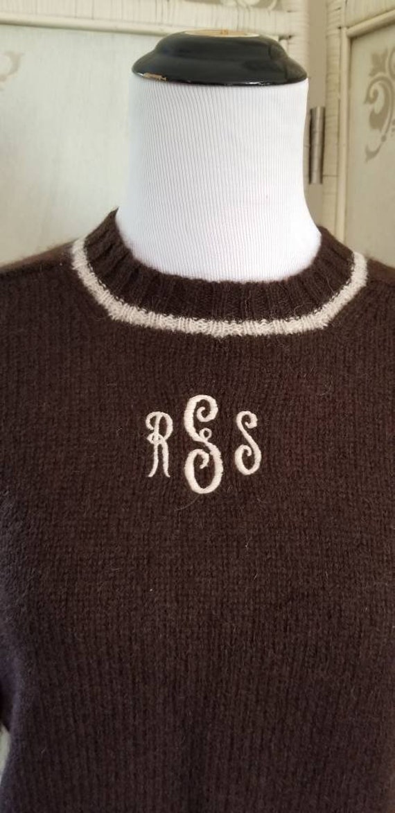 1960s Shetand Wool Sweater Robert Scott LTD Brown… - image 4