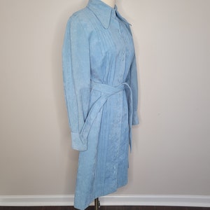 1970s Lilli Ann Ultra Suede Blue Trench Coat image 2