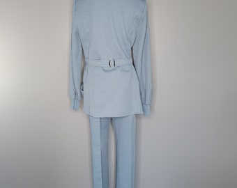 1970s Powder Blue Polyester Leisure Suit Set James Kenrob Dacron