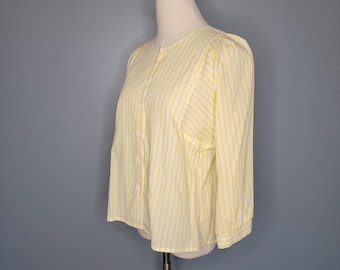 1980s Yellow and White Striped Blouse Eva