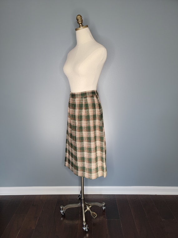 70s Plaid Green Wool Skirt - image 8