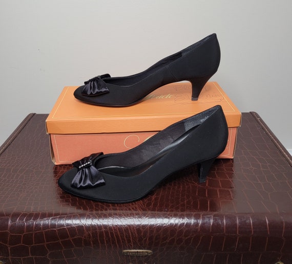 1980s Black Life Stride Pumps with Rhinestone Bow… - image 8