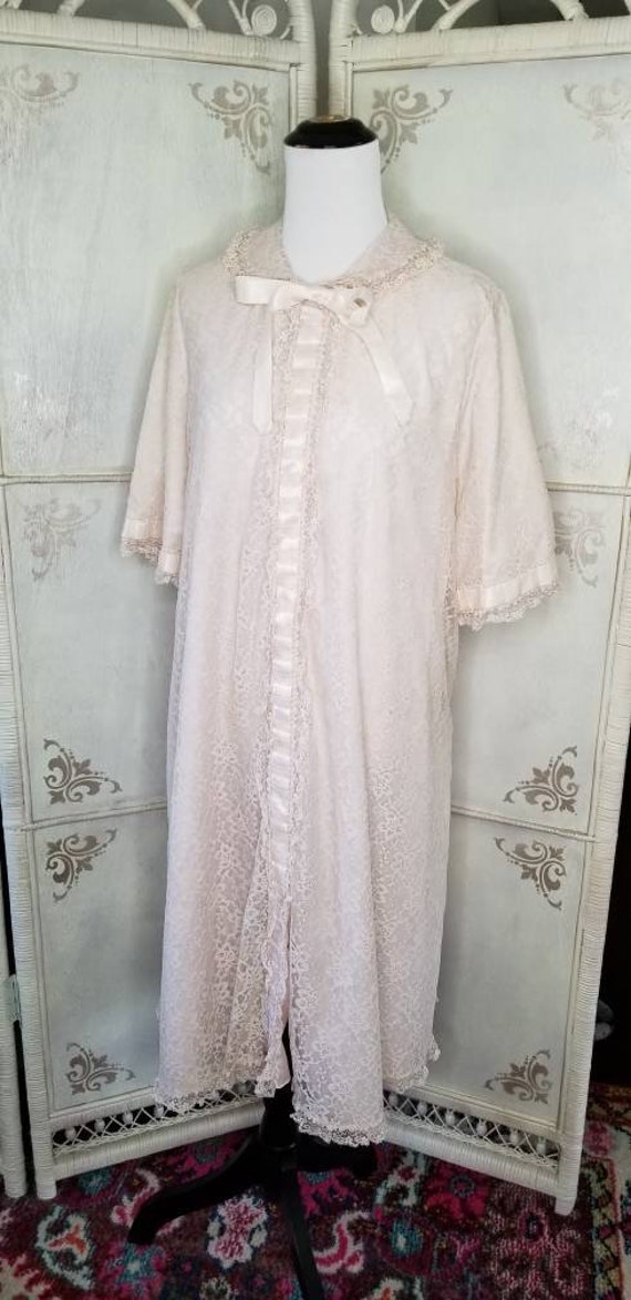 60s Beige Lace Robe Keloun - image 9