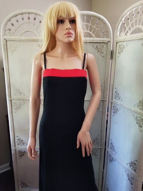90s Black and Red Sheath Dress Shape FX by Newpor… - image 3