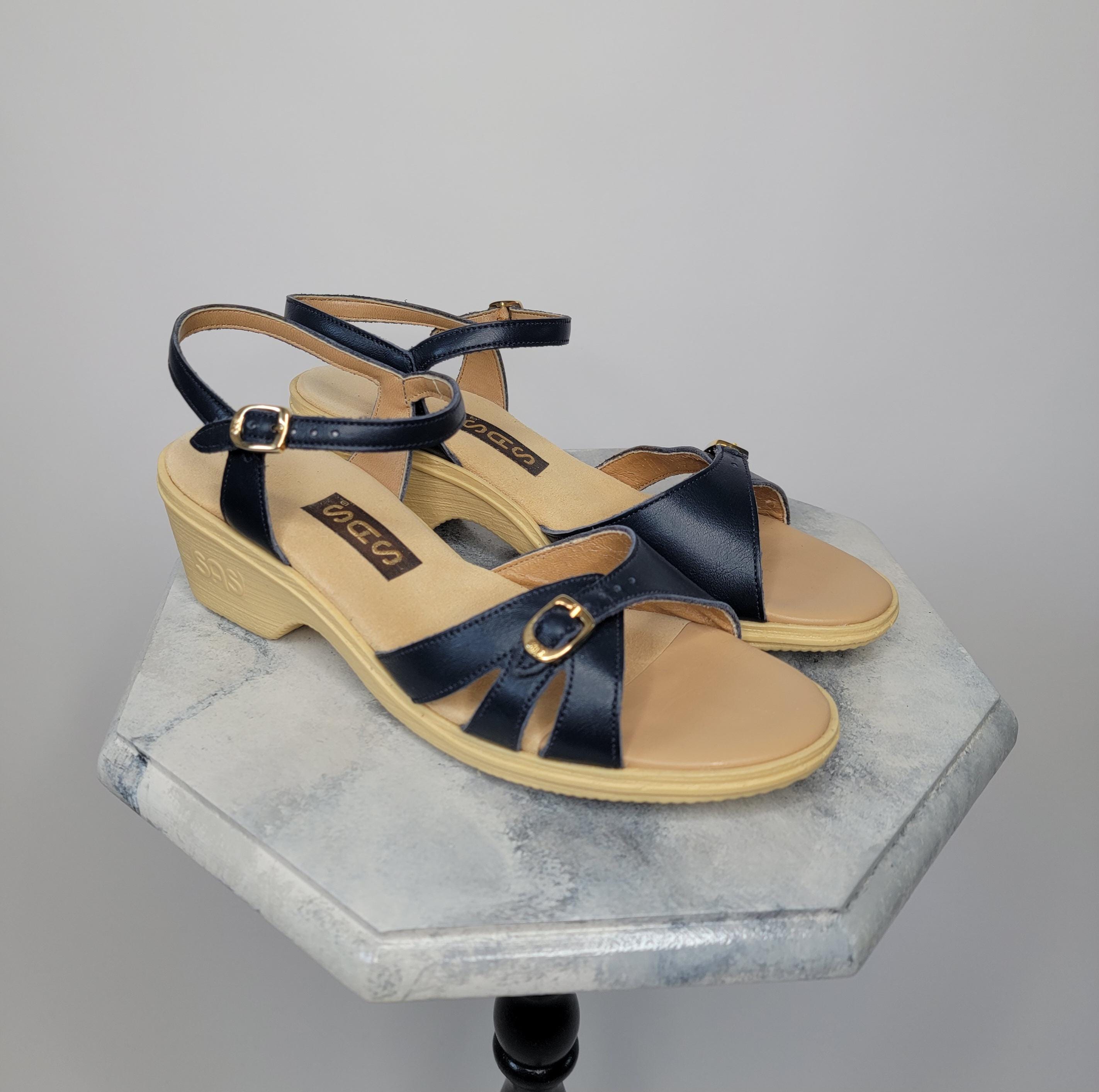 SAS Shoes Navy Blue Wedge Sandals 8.5 NARROW - Etsy