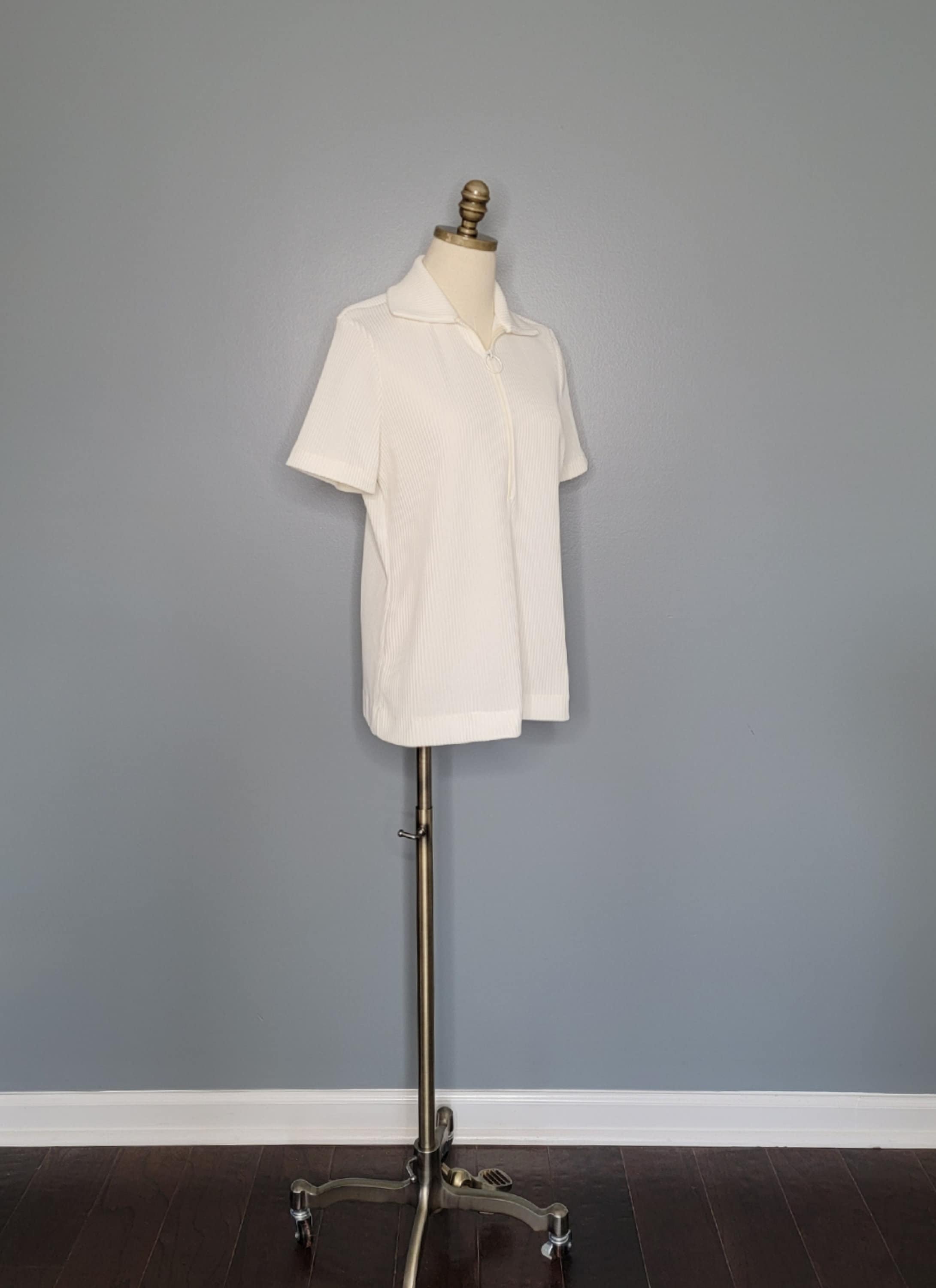 1970s Jantzen White Ribbed Collar Shirt Seventies Party - Etsy