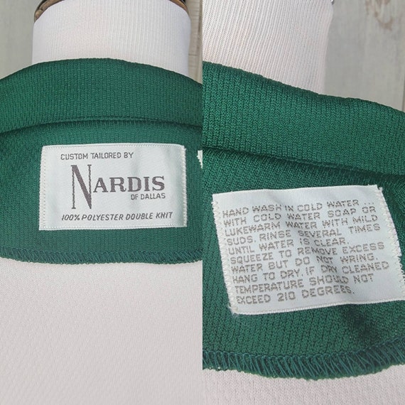 70s Nardis of Dallas Green and White Polyester Sh… - image 10