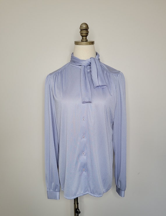 1980s ACT III Lavender Blouse Pleated Collar - image 4