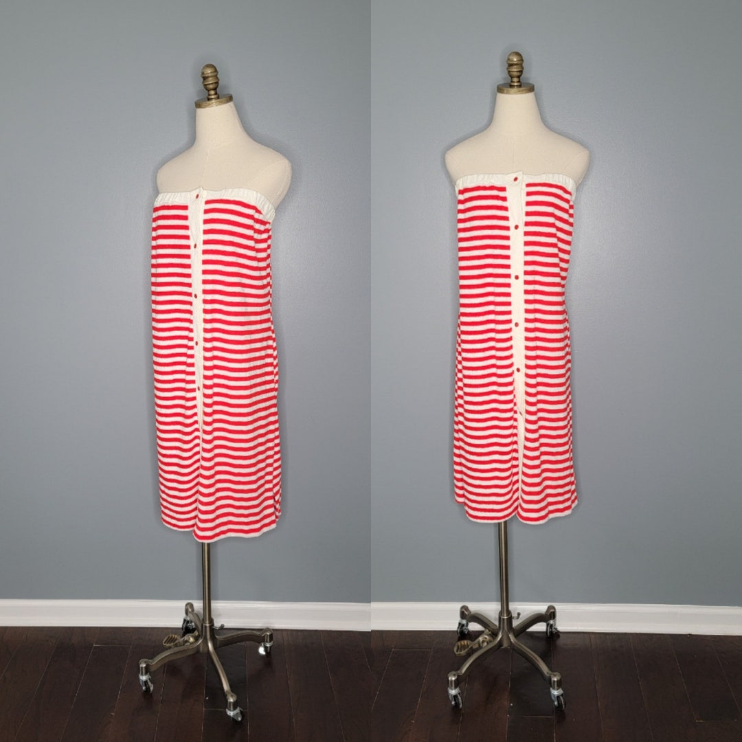 Girls Terry Coverup, Pink and Red Stripe