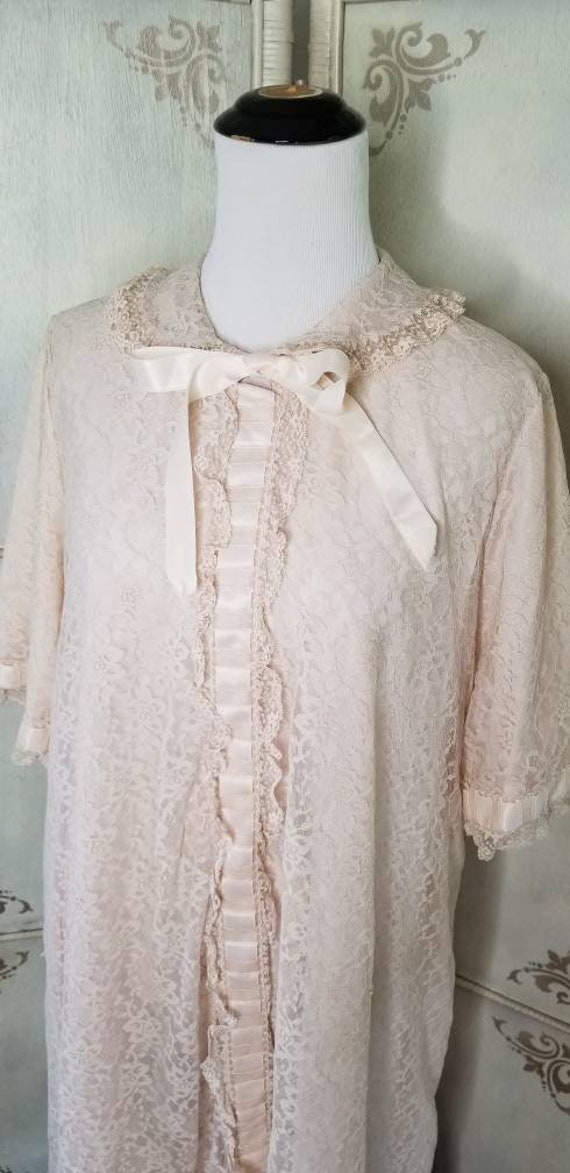 60s Beige Lace Robe Keloun - image 10