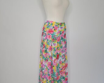 1990s Sheer Floral Skirt Size Extra Small Handmade Vintage 90s