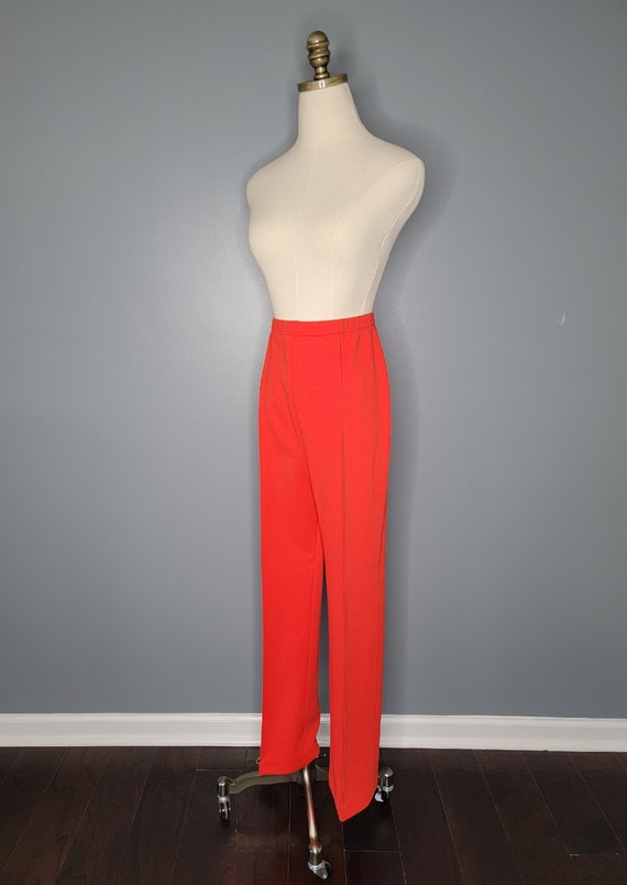 1960s Pykettes Red Polyester Pants Red Vintage Tr… - image 4