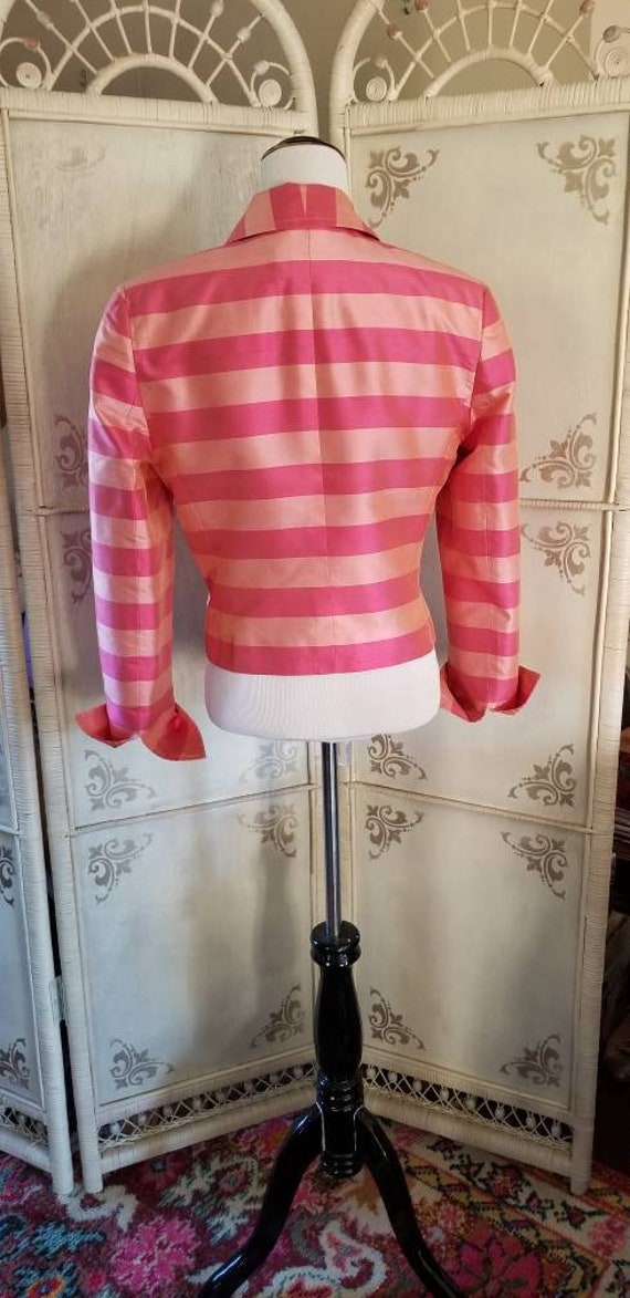 90s Pink Striped Carlisle Silk Jacket Size 4 - image 5