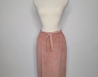 1970s Tan Faux Suede Pencil Midi Skirt Size 10 Seventies