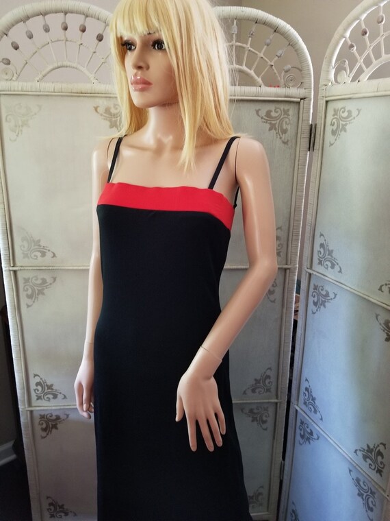 90s Black and Red Sheath Dress Shape FX by Newpor… - image 4