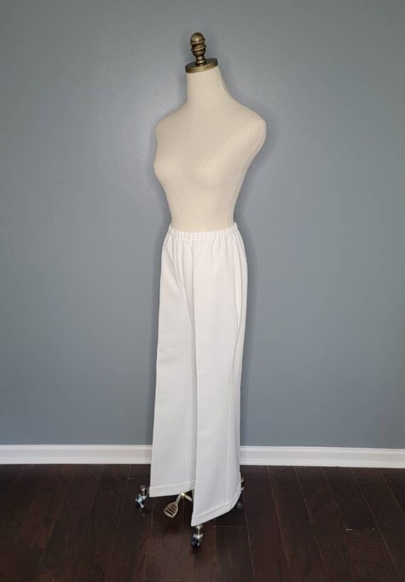 60s Jantzen Wide Leg White Polyester Pants Textur… - image 3