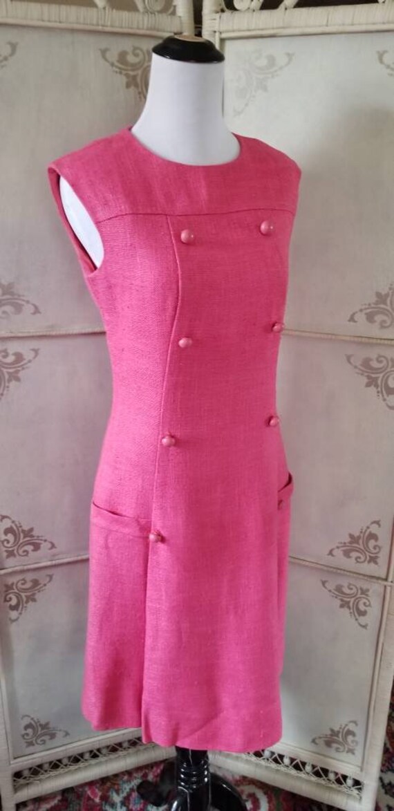 60s Esther Pomerantz Fashions Hot Pink Mod Sheath… - image 9