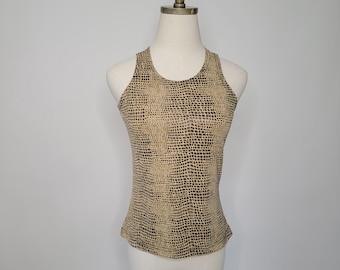 90s Tan Alligator Print Tank Styleworks by Newport News Size Small Ninties