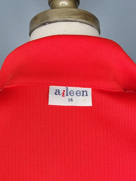 1980s Red Polyester Shirt Jacket Aileen Size 14 - image 9