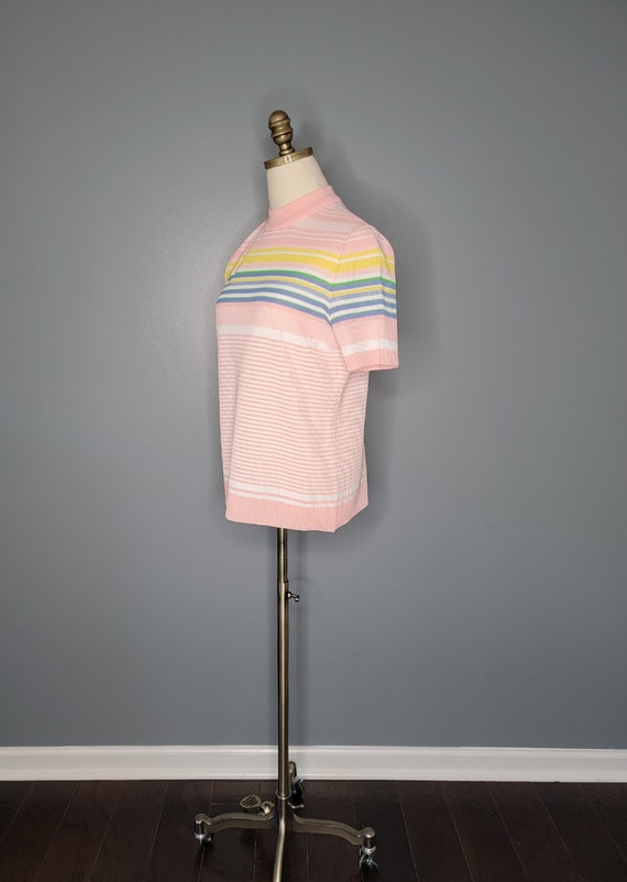 1970s James Kenrob Pink Striped Polyester Short S… - image 6