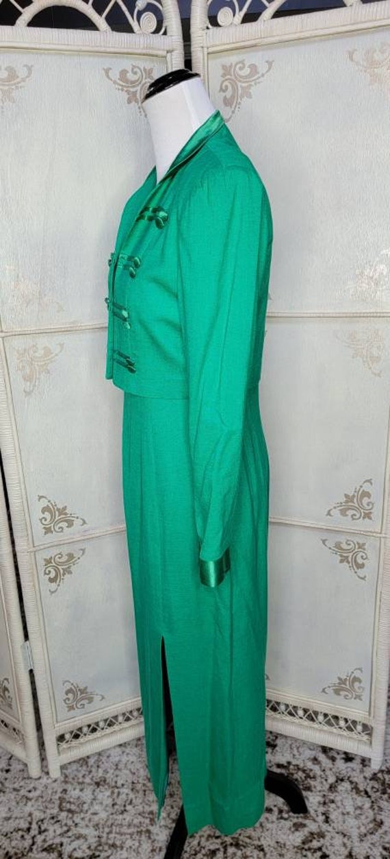 Emerald Green Sheath Dress and Bolero Vintage 198… - image 2
